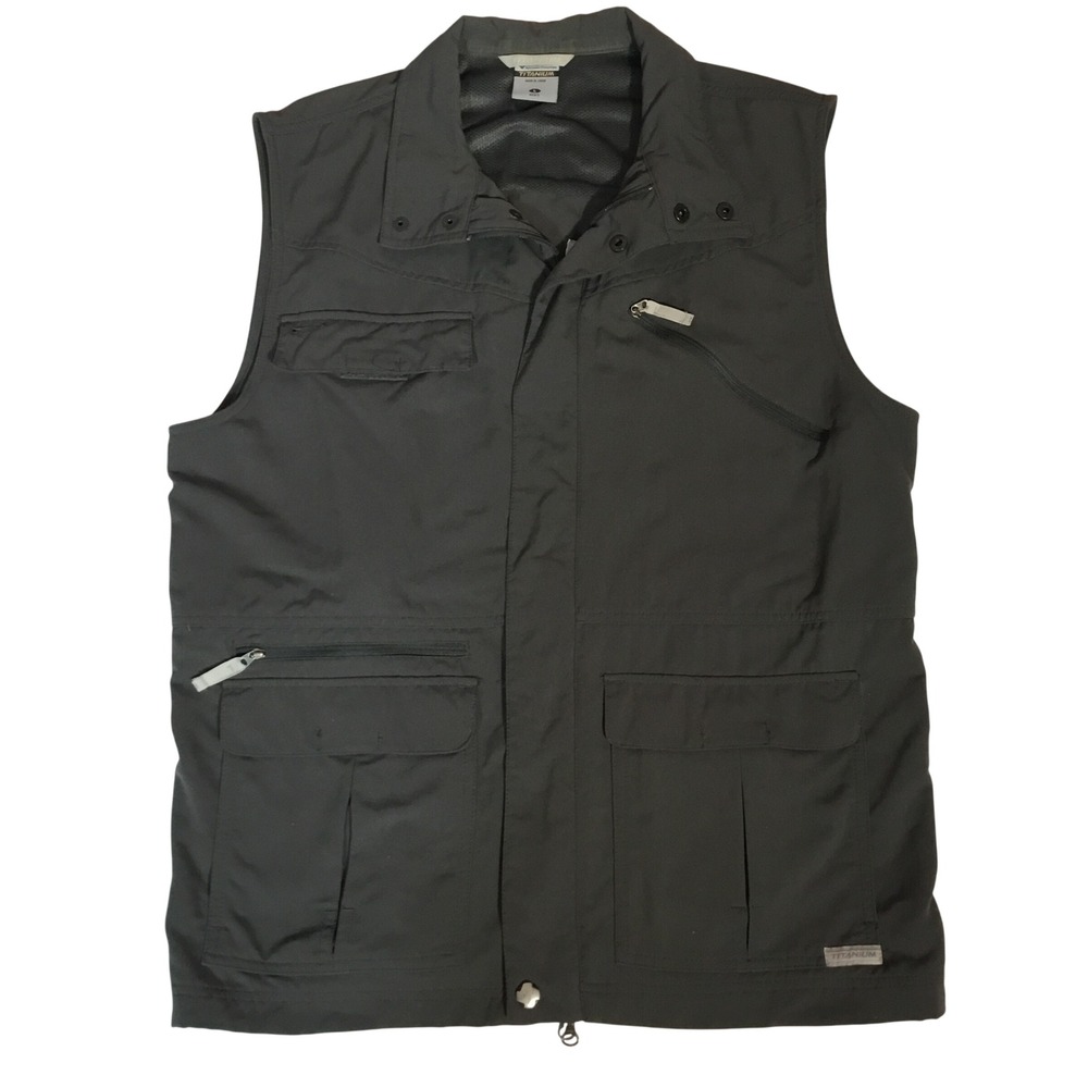 Columbia Titanium Vest Mens‎ Large Gray Utility Hiking Fishing Multi Pocket Zip